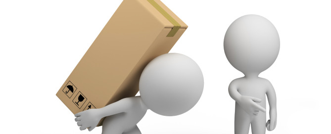 3d person delivered the goods to the customer. 3D image. White background.