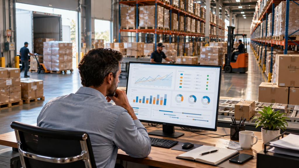 Inventory forecasting dashboard in a warehouse