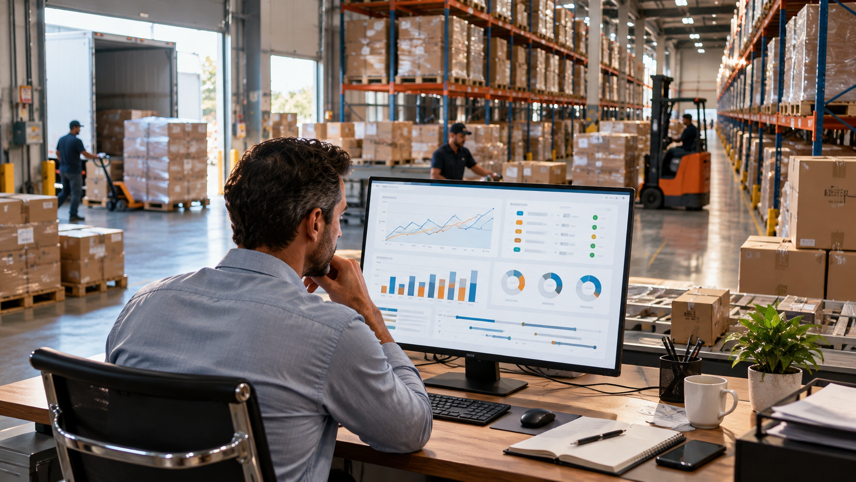 Inventory forecasting dashboard in a warehouse